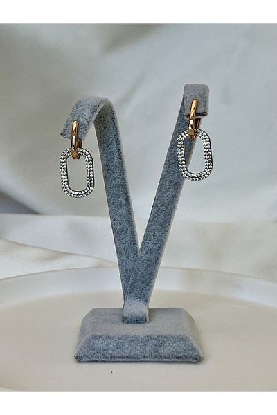 miaroza Zircon Stone Oval Steel Earrings