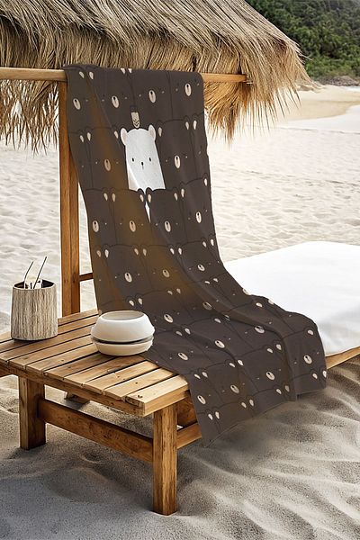 Walltage 75cm x 150cm White Teddy Bear Beach Towel