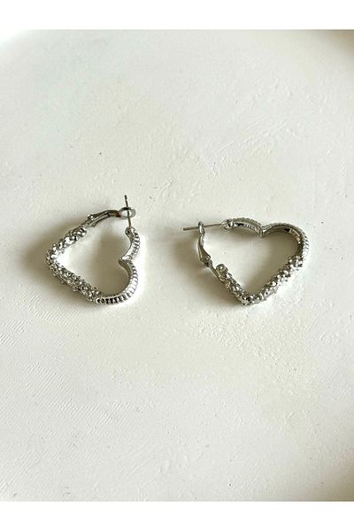 DEMOKAN Snake Patterned Women's Heart Earrings