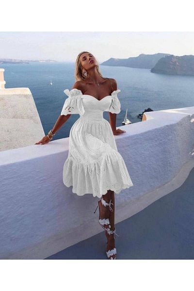 Pulli Collection Midi Scallop Dress with White Inner Lining