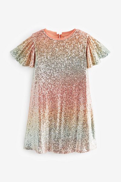 Next Baby Orange Blue Ombre Sequined Party Dress