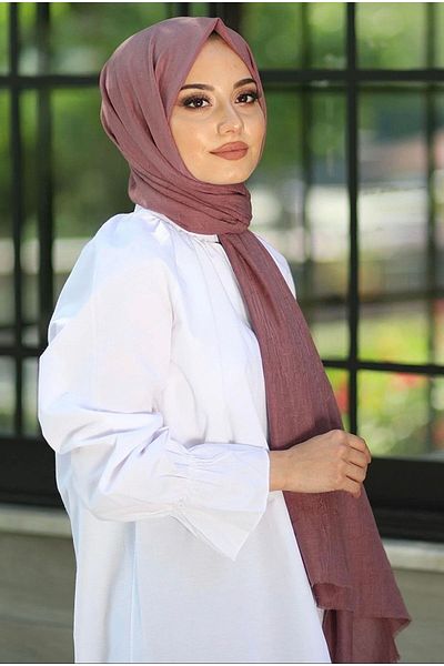 Mides scarf Μοντέλο Bamboo Kraş Shawl - Σχέδιο Dusty Rose