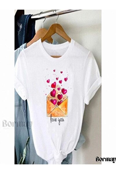 CLASSY.MODA تي شيرت نسائي من جيرسي واحد - تي شيرت أبيض مطبوع كبير الحجم بياقة...