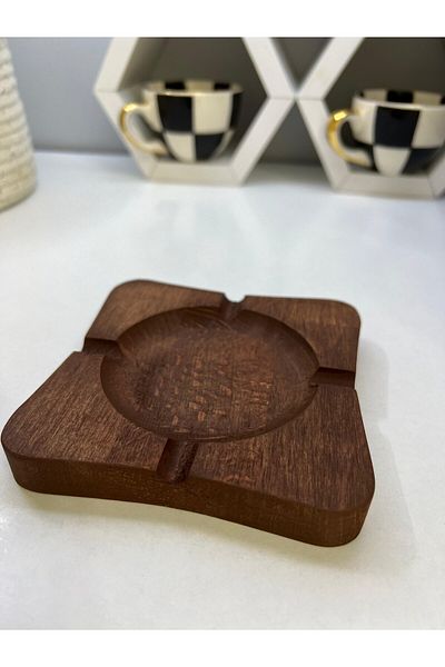 HBS Art Design HBS Art Design - Ashtray Dark Colored Wooden Handmade Beech