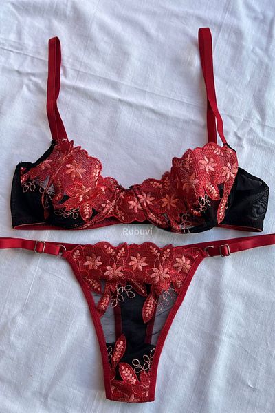 Rubuvi Lagos Women's Floral Underwire Lace Bralet Dowry Underwear Bra Set Lingerie Set