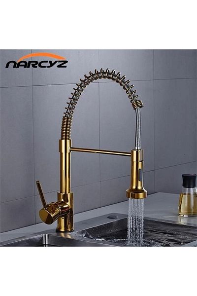 OEM Kitchen Sink Faucet with Spiral and Sprinkler New Model Gold Color Imported