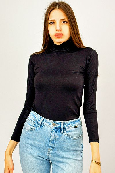 Betimoda Mânecă lungă de damă cu gât complet Lycra Combed Badi Black