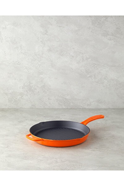 English Home Hecha Demir Döküm Yuvarlak Izgara Tava Turuncu