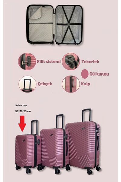 TRENDLESS Nuovo Abs Suitcase - Pyramid Model Locked Travel Suitcase Suitcase Cabin Size Dried Rose