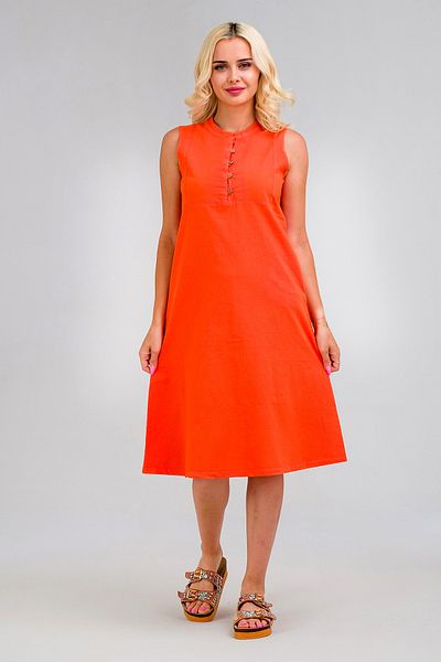 Bold & Young Rochie de damă din bumbac - Jumătate cu plachetă, nasturi, fără mâneci, design subțire, cu guler și buzunare predominante