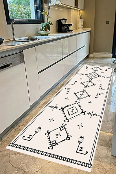 eco concept Beige Black Carpet - Scandinavian Floor Mat, Modern Non-Slip Base, Washable and Stain Resistant