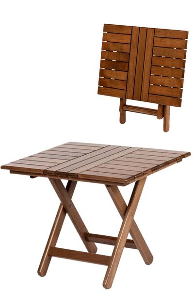 Bahçeci Atina Bahçe Balkon Sehpası 50x70 - Katlanır Ahşap Portatif Sehpa