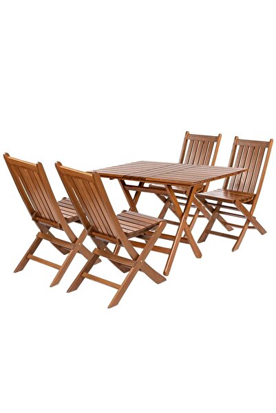 Bahçeci Acropol Atina Ahşap Bahçe Takımı, Katlanır Balkon Set: 60x100 Masa + ...