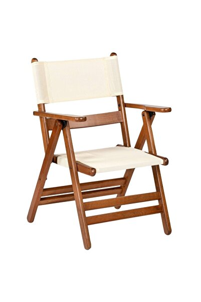 Bahçeme Marmaris Pvc Kumaşlı Katlanabilir Ahşap Sandalye - Bahçe Balkon Mutfa...