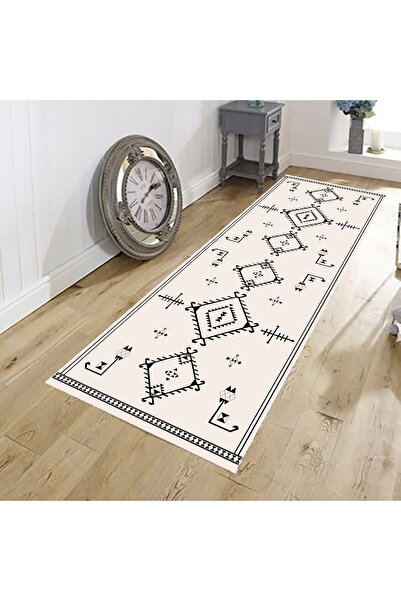 eco concept Beige Black Carpet - Scandinavian Floor Mat, Modern Non-Slip Base, Washable and Stain Resistant
