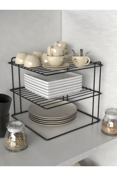 zabata 3 katlı Tabaklık Dolap Içi Düzenleyici Organizer Tezgah Banyo Tabak Bardak Düzenleme
