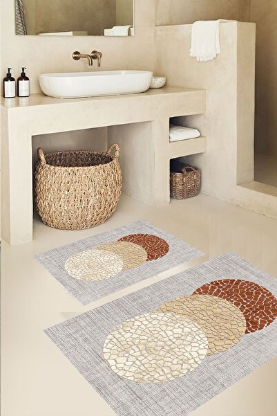 eco concept Gray 2-Piece Toilet Set - Non-Slip Base Bathroom Mat