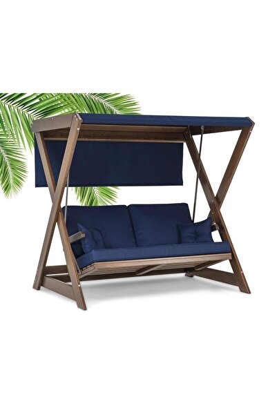 Modelsan Holox Yataklı Ladin Ahşap Salıncak Dış Mekan Bahçe, Teras Salıncağı ...