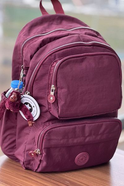 FCSTORE School Bag Unisex Claret Red Medium Size Waterproof Clinker Fabric Travel Laptop Bag Waterproof