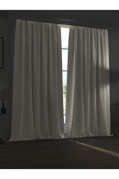 Demor Home High Quality Stone Color Blackout Background Curtain Extrafor Gathered Single Wing