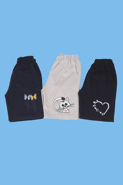 çiko kids Σετ 3 τεμαχίων με λεπτομέρεια στάμπας σορτς τσέπης/κάπρι για κορίτσι