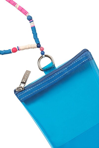 Bakras Fimo Blue Transparent Beach Phone Bag with Bead Strap - Patented Design