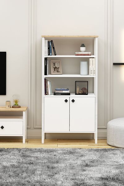 Avmpark Remy Kitaplık Çok Amaçlı Dolap Sepet Beyaz