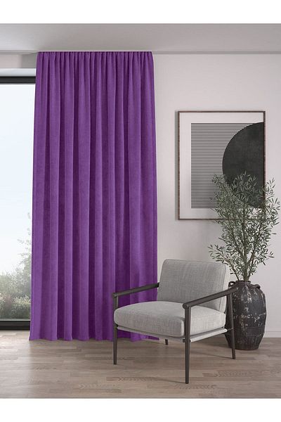 Demor Home Catifea Texturata Extrafor Gathered Amethyst Culoare High Quality Fund Cortain Single Wing