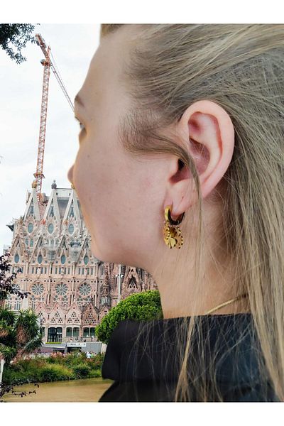 NFzzTakı Stainless Steel (316L) Gold Color Clover Model Trend Earrings