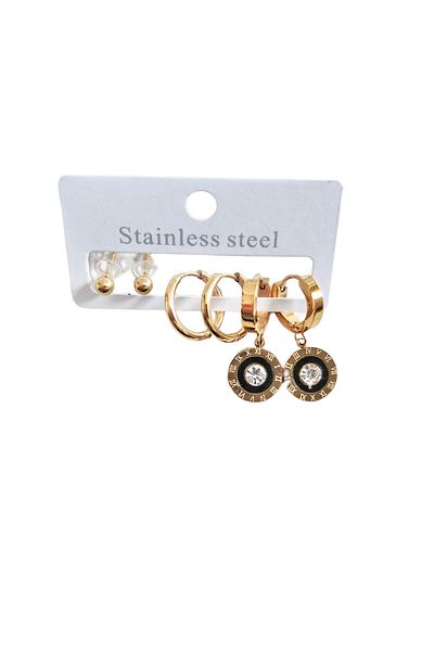 NFzzTakı Stainless Steel (316L) Gold Color 6Pcs Watch Earrings