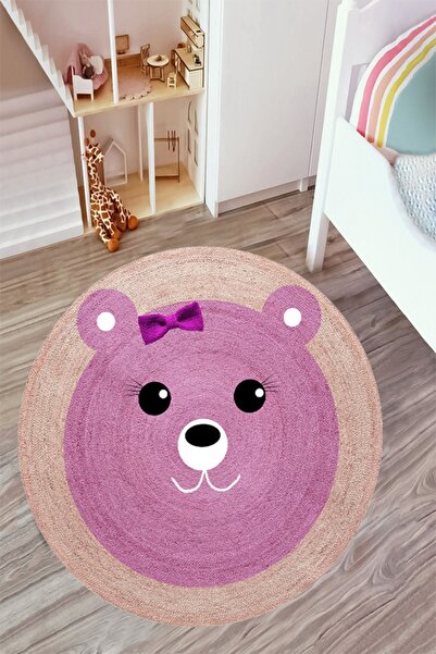 eco concept Dijital Baskı Hasır Çocuk Halısı, Yuvarlak Çocuk Halısı, Yıkanabi...