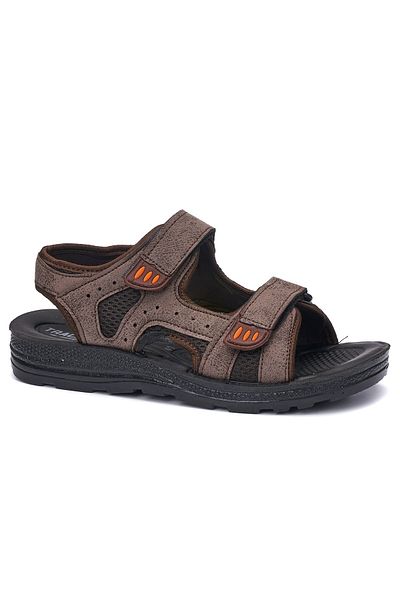 Nstil Casual Brown Color Ανατομικά θαλάσσια σανδάλια για άνδρες και γυναίκες - με ρυθμιζόμενη σόλα και λεπτομέρεια Velcro 037-337