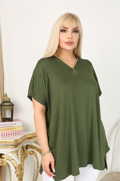 HÜLYA BUTİK Green Zipper Detailed Oversized Blouse