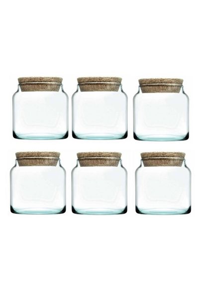 Paşabahçe 575 Cc 6 Pieces Light Green Glass Jar with Mushroom Lid