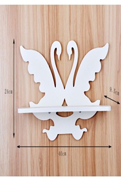 BELİNAY ÇOCUK DÜNYASI Çocuk Odası Duvar Rafı - Ahşap - Kuğulu