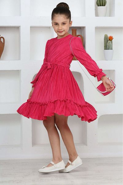 Jannock Children's Satin Pleated Knitted Summer Dress - Lined