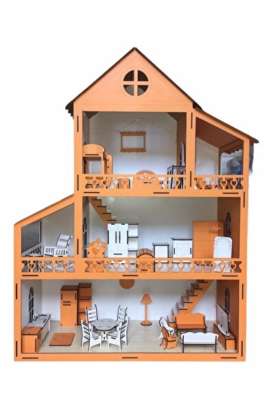 Genel Markalar Dekor Ahşap Ev Eşyalı Maket Ev Ahşap Ev Oyun Evi 100cm 36 Eşya...
