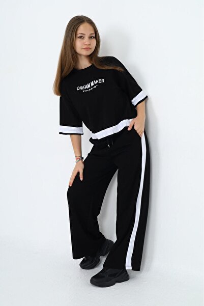 Jannock طقم بدلة رياضية بناتي 100% قطن كبير الحجم نصف كم من الأسفل إلى الأعلى