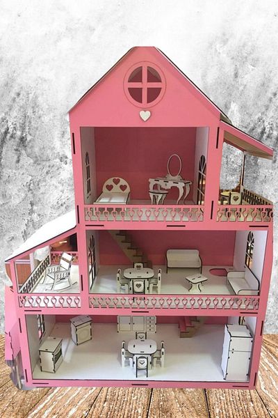 Hakikat 75 cm Model House Barbie Large Size Playhouse Wooden 75 cm Girl Boy Child Toy Montessori Toys