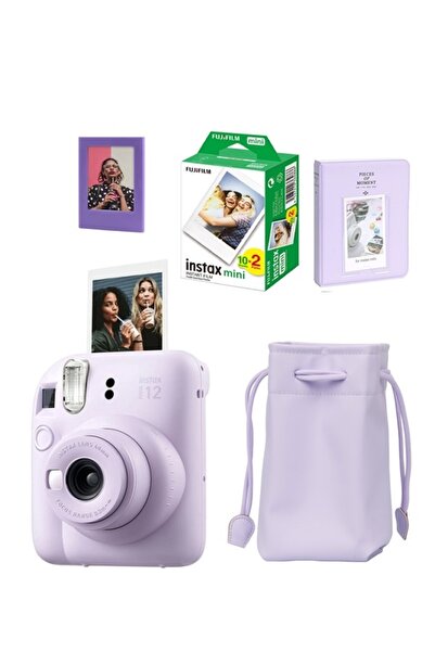 Fujifilm Instax Mini 12 Fotoğraf Makinesi-20li Film-Büzgülü Kılıf-64lü Albüm ve Mıknatıslı Çerçeve Seti 1