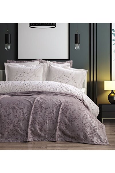 Bella Home طقم غطاء لحاف مطرز من بورجاك 7 قطع 100% قطن عضوي