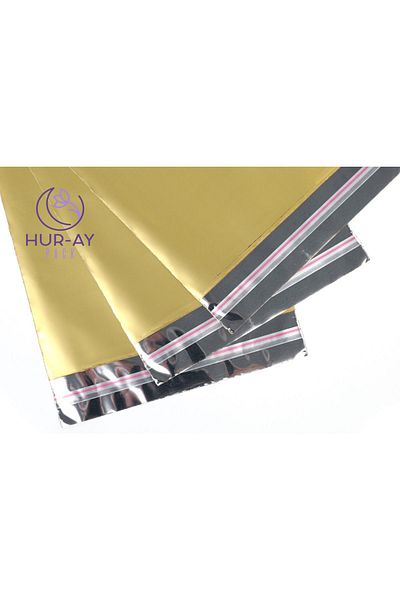 HUR-AY PACK 17x25 см Луксозна златна метализирана подаръчна торбичка / Луксозен подаръчен пакет / 10 броя