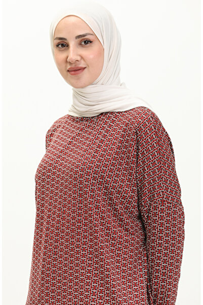 sefamerve Bat Sleeve Patterned Tunic