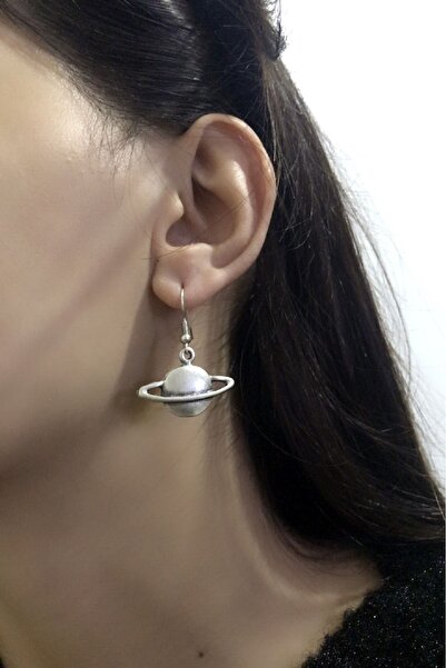 s4s Gümüş Kaplama Satürn Küpe