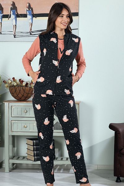 Bella Linda Set pijamale și vestă pentru femei din bumbac