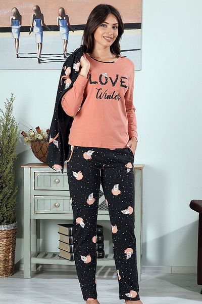 Bella Linda Set pijamale și vestă pentru femei din bumbac