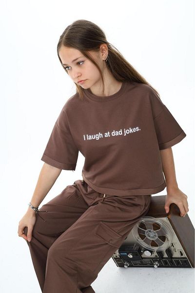 Jannock Κοριτσίστικη φόρμα oversize βαμβακερή φόρμα - μισό μανίκι, τσέπη Cargo