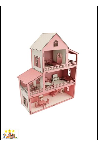 Genel Markalar Maket Ev Oyuncak Ev 75 cm Maket Ev Barbie Büyük Boy Oyun Evi Ahşap 75 Cm