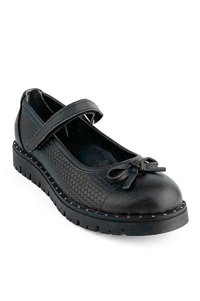 Cici Bebe Ayakkabı Genuine Leather Black Girls' School Shoes