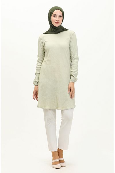 sefamerve Green Tunic - Elastic Sleeve End, Model 8627A-02